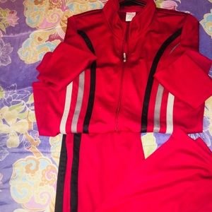 2 piece Matching red sweat suit set